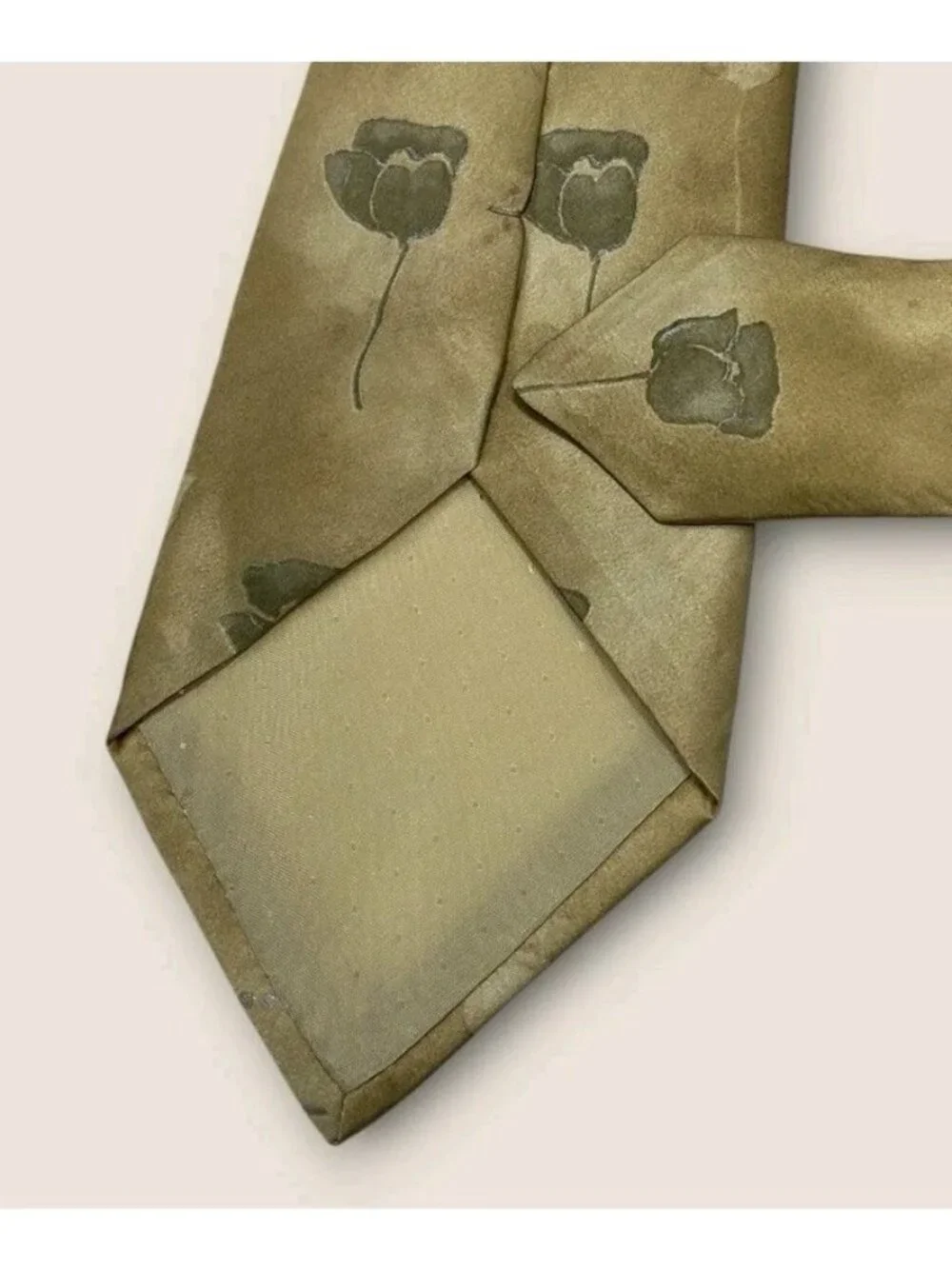 FOXTON Silk Tie ITALY XL Beige Gray Floral W:3.6